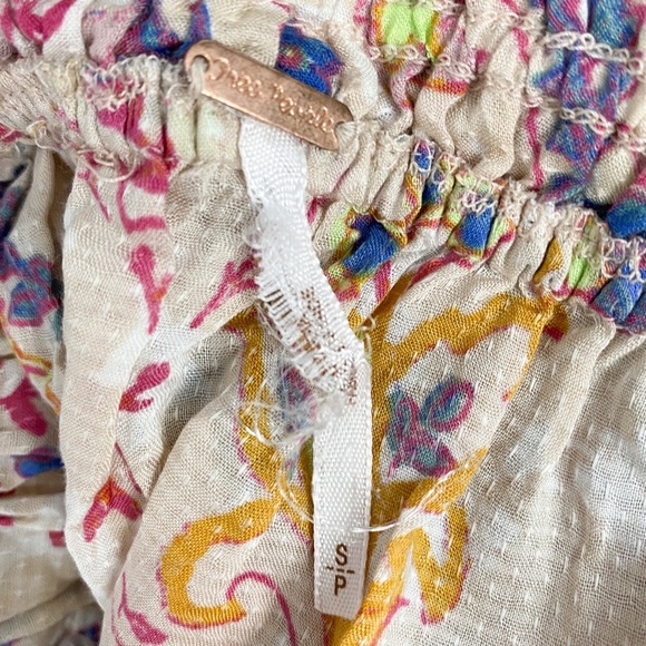 Free People Womens Free Spirit Off The Shoulder Blouse S Pink Bell Sleeve Floral - Picture 8 of 10